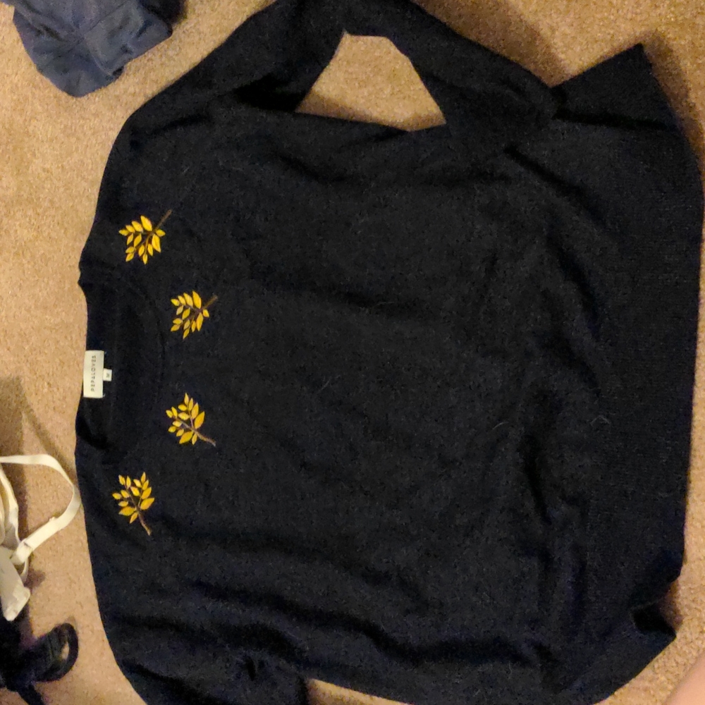 Pepaloves Charcoal Floral Embroidered Sweater